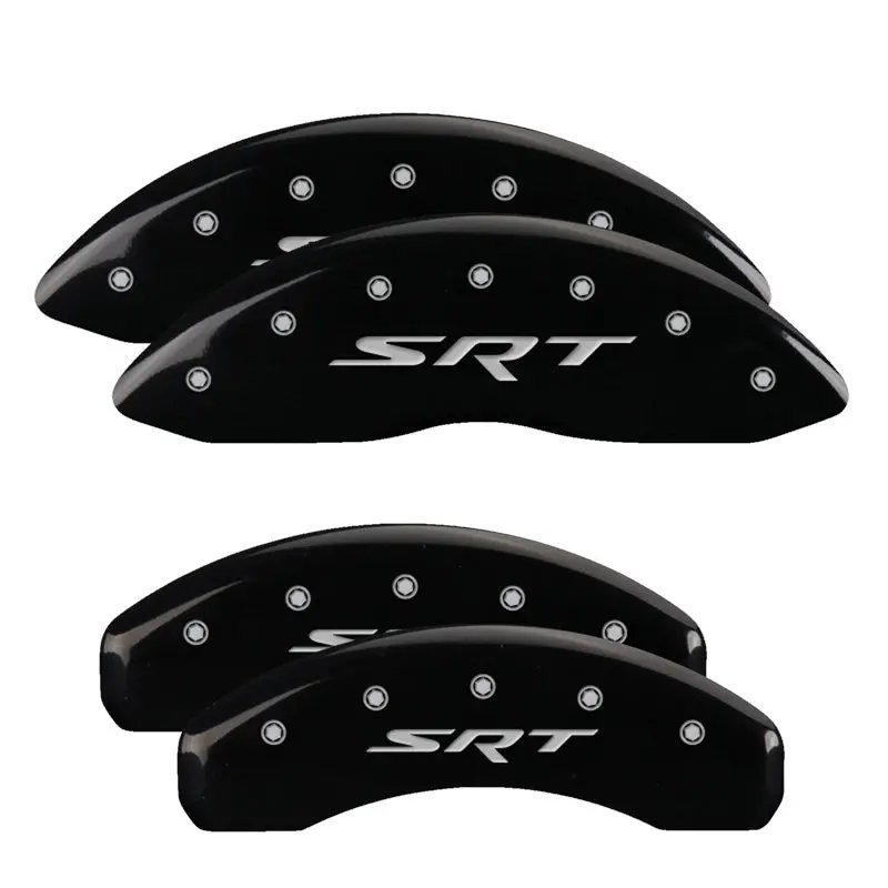 Mgp 4 Caliper Covers Engraved Front & Rear Srt Black Finish Silver Ch 1