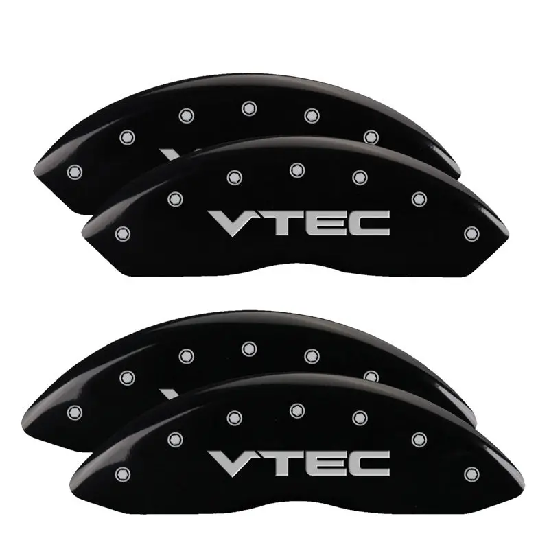 Mgp 4 Caliper Covers Engraved Front & Rear Vtech Black Finish Silver Ch 1