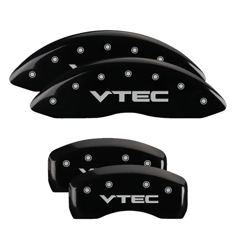 Mgp 4 Caliper Covers Engraved Front & Rear Vtech Black Finish Silver Ch 1