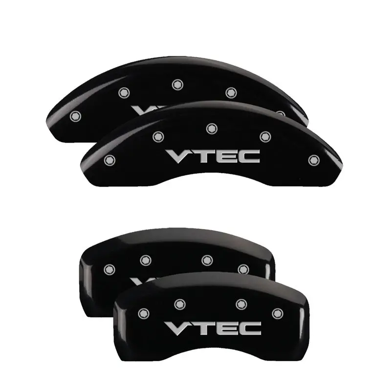 Mgp 4 Caliper Covers Engraved Front & Rear Vtech Black Finish Silver Ch 1