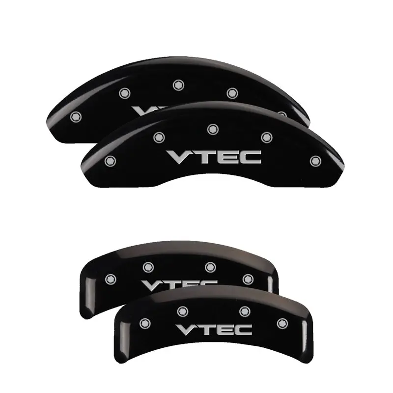 Mgp 4 Caliper Covers Engraved Front & Rear Vtech Black Finish Silver Ch 1