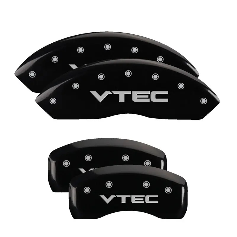Mgp 4 Caliper Covers Engraved Front & Rear Vtech Black Finish Silver Ch 1