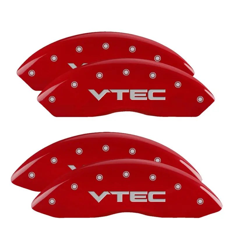 Mgp 4 Caliper Covers Engraved Front & Rear Vtech Red Finish Silver Ch 1