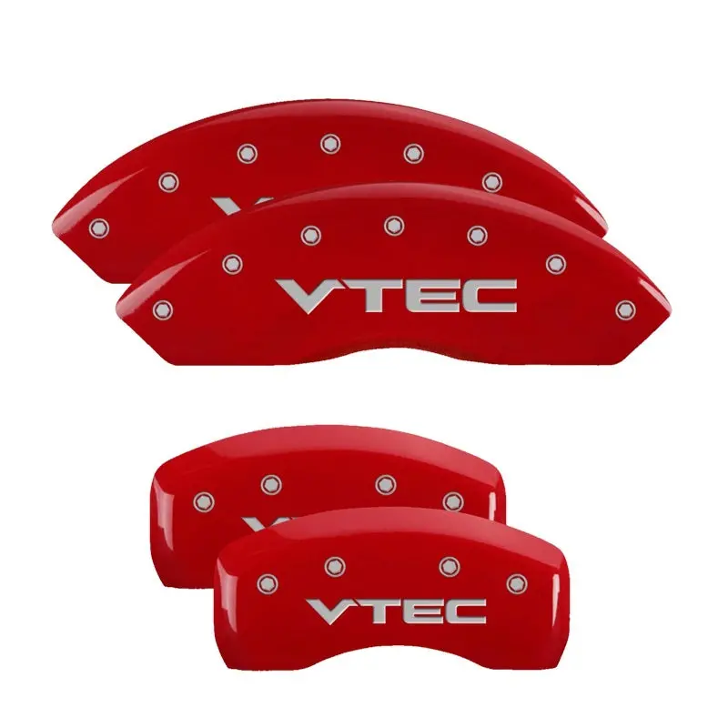 Mgp 4 Caliper Covers Engraved Front & Rear Vtech Red Finish Silver Ch 1