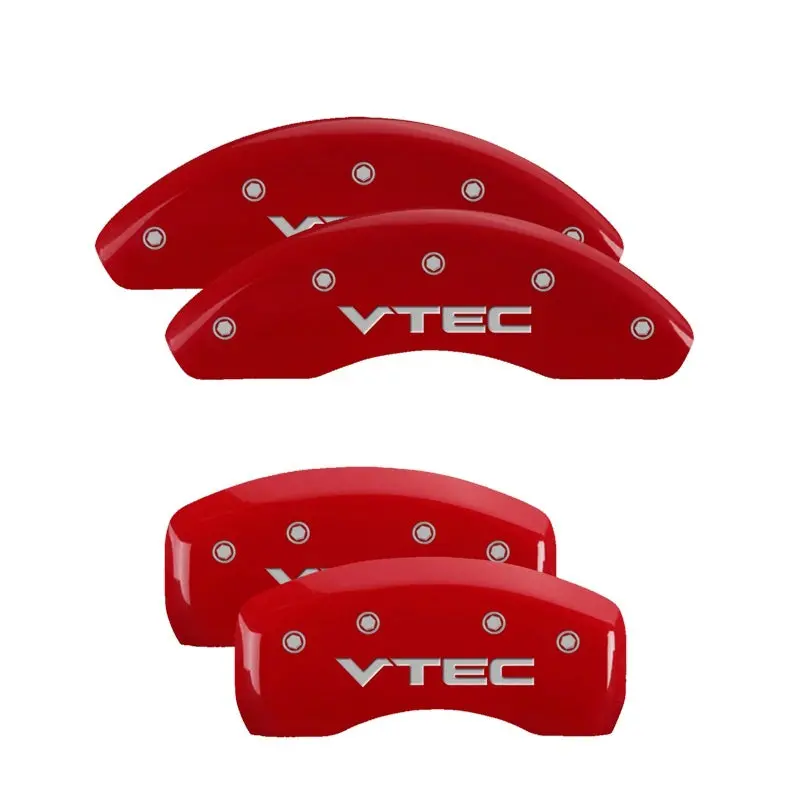 Mgp 4 Caliper Covers Engraved Front & Rear Vtech Red Finish Silver Ch 1