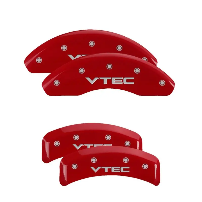 Mgp 4 Caliper Covers Engraved Front & Rear Vtech Red Finish Silver Ch 1
