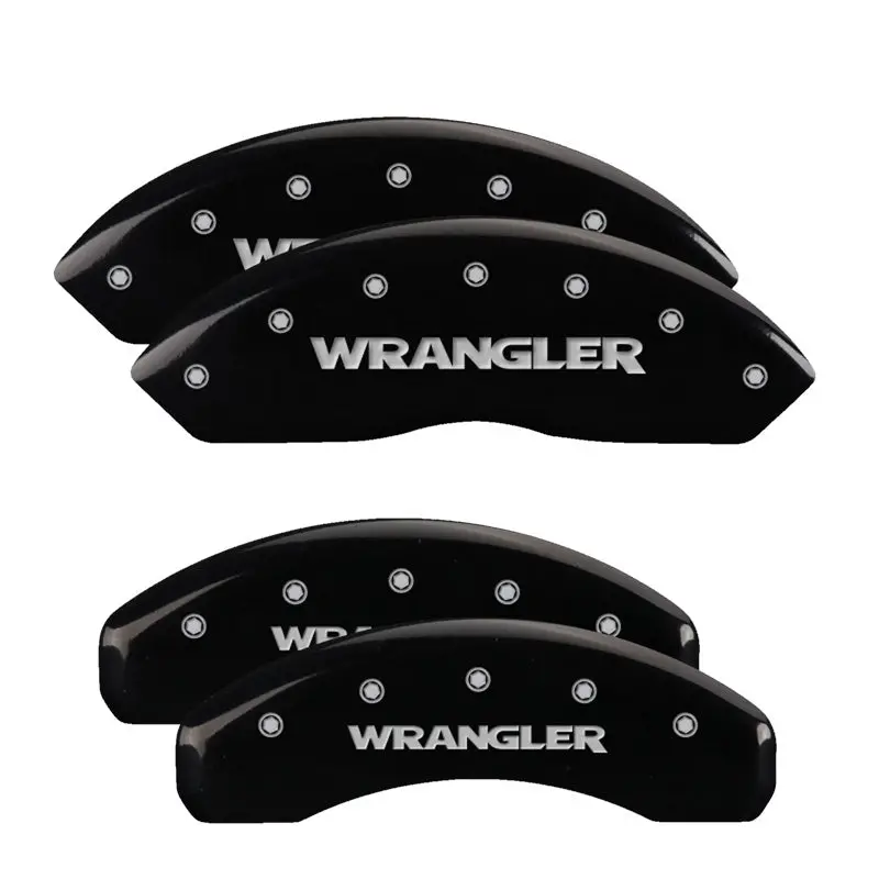 Mgp 4 Caliper Covers Engraved Front & Rear Wrangler Black Finish Silver Char 2018 Jeep Wrangler 1