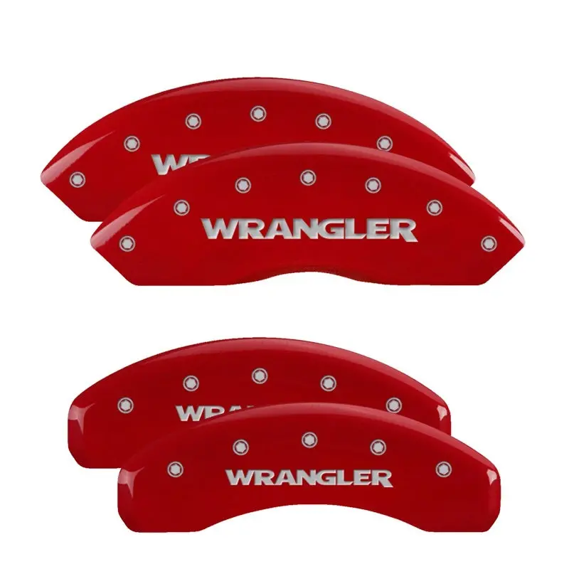 Mgp 4 Caliper Covers Engraved Front & Rear Wrangler Red Finish Silver Ch 1