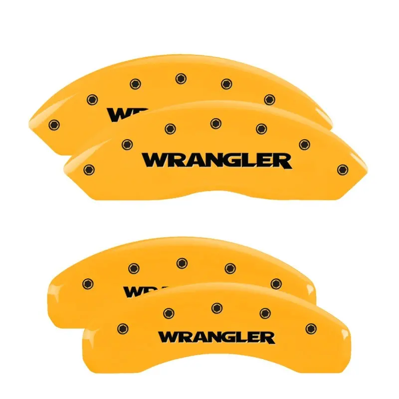 Mgp 4 Caliper Covers Engraved Front & Rear Wrangler Yellow Finish Black Ch 1