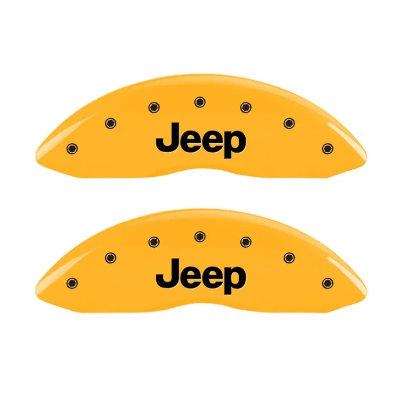 Mgp Front Set 2 Caliper Covers Engraved Front Jeep Yellow Finish Black Ch 1