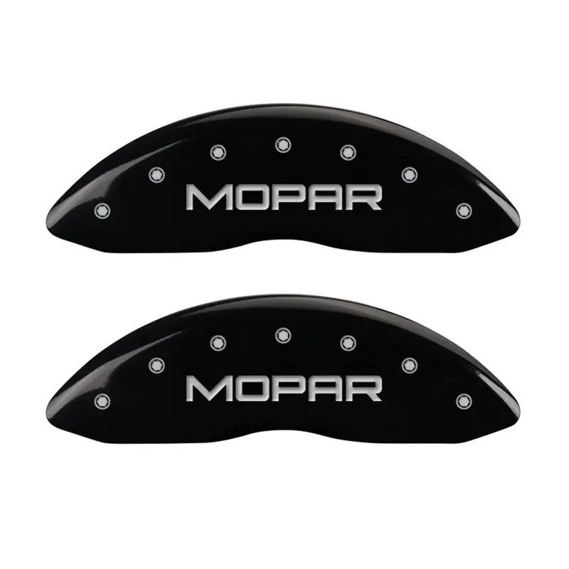 Mgp Front Set 2 Caliper Covers Engraved Front Mopar Black Finish Silver Ch 1