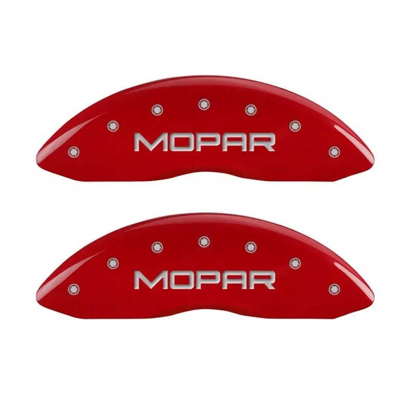 Mgp Front Set 2 Caliper Covers Engraved Front Mopar Red Finish Silver Ch 1