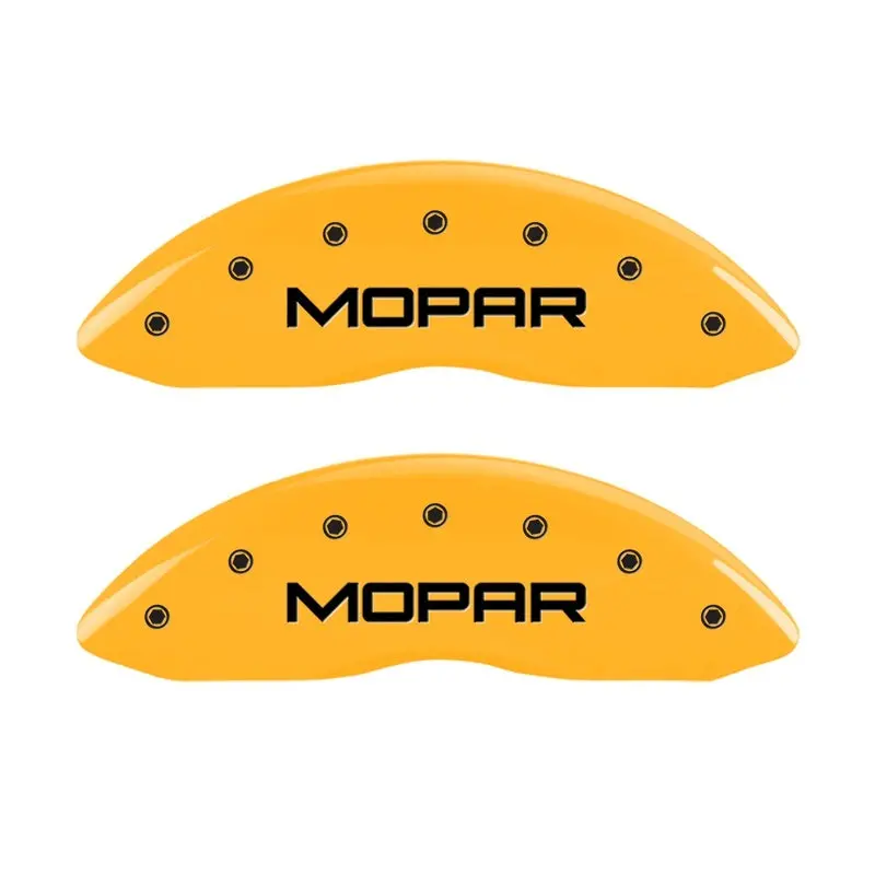 Mgp Front Set 2 Caliper Covers Engraved Front Mopar Yellow Finish Black Ch 1