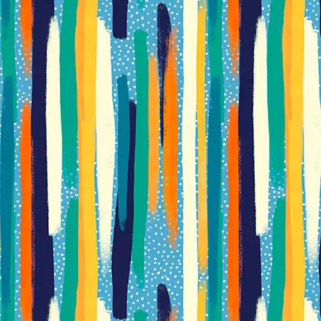Mingle Organic Cotton Fabric, Brush Strokes Blue 1
