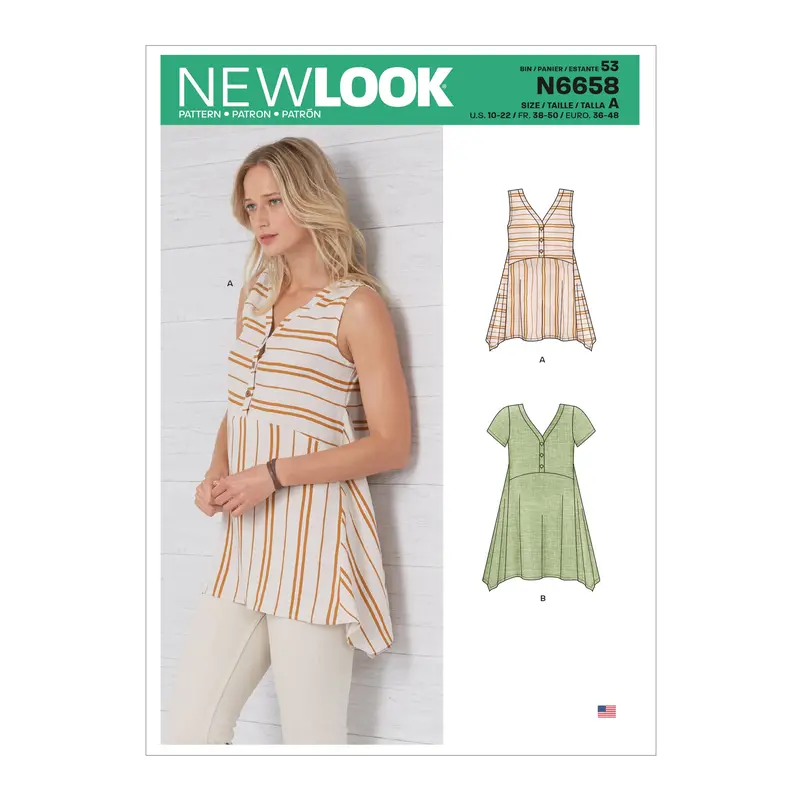 New Look Sewing Pattern 6658 Handkerchief Hemmed Top 2