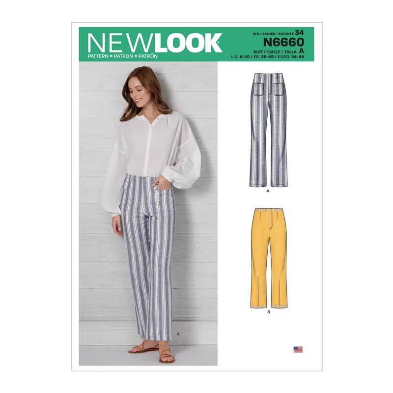 New Look Sewing Pattern 6660 High Waisted Flared Pants 2