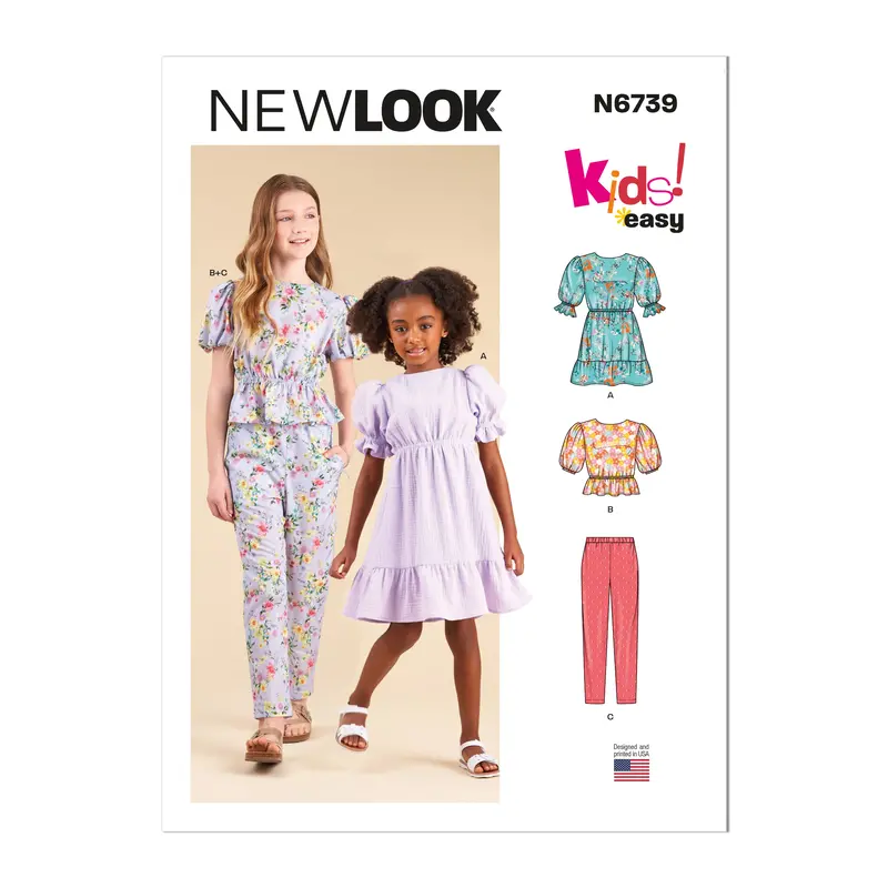 New Look Sewing Pattern 6739 Girls' Dress, Top And Pants 2