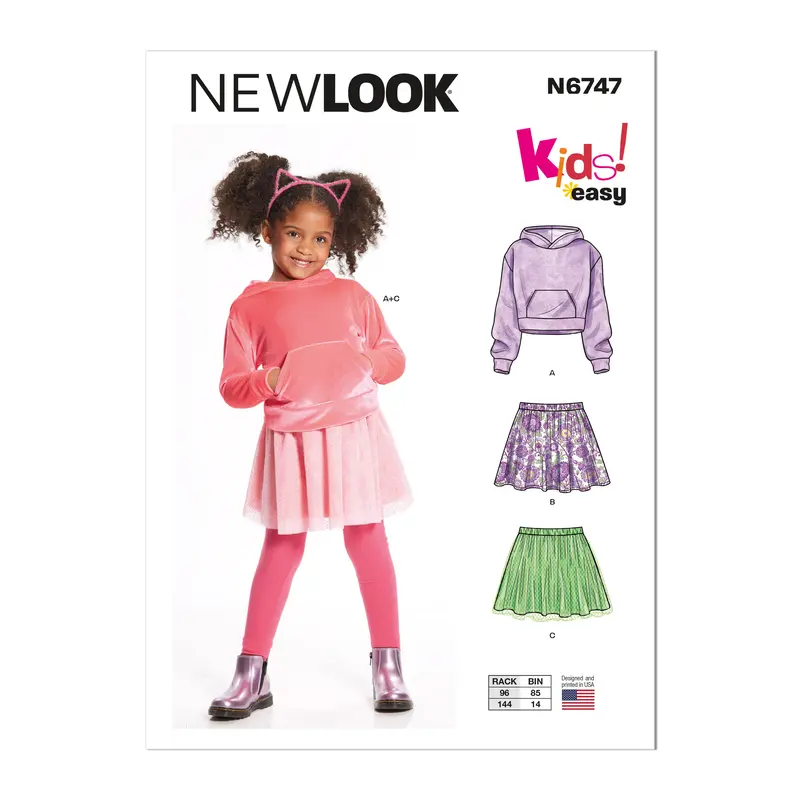 New Look Sewing Pattern 6747 Children's Hoodie And Skirts 2