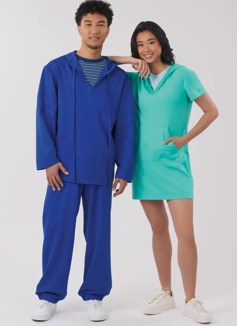 New Look Sewing Pattern 6818 Unisex Knit Hoodie And Pants And Knit Dress 1