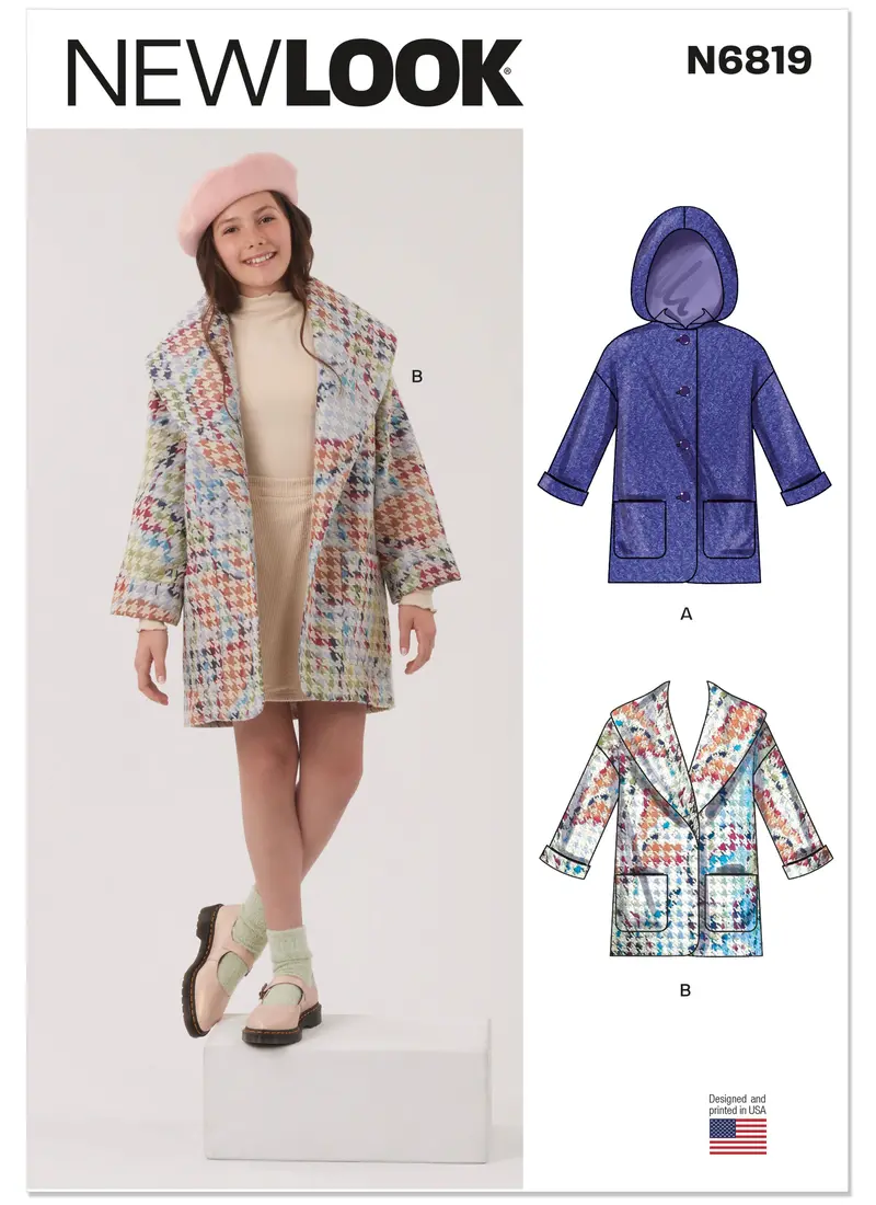 New Look Sewing Pattern 6819 Girls' Lined Coats 2