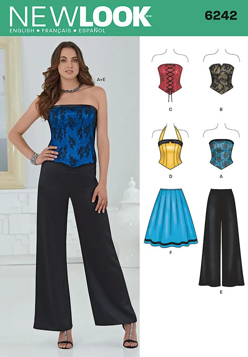 Nl6242 Misses' Corset Top, Pants And Skirt 2