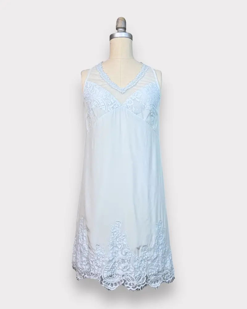 Nuisette Soie Bleue Dentelle Twin Set 1