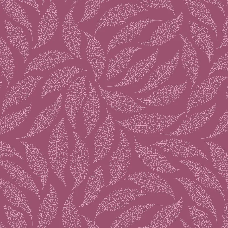 Pressed In Time Organic Cotton Fabric, Fuchsia Leaves 1
