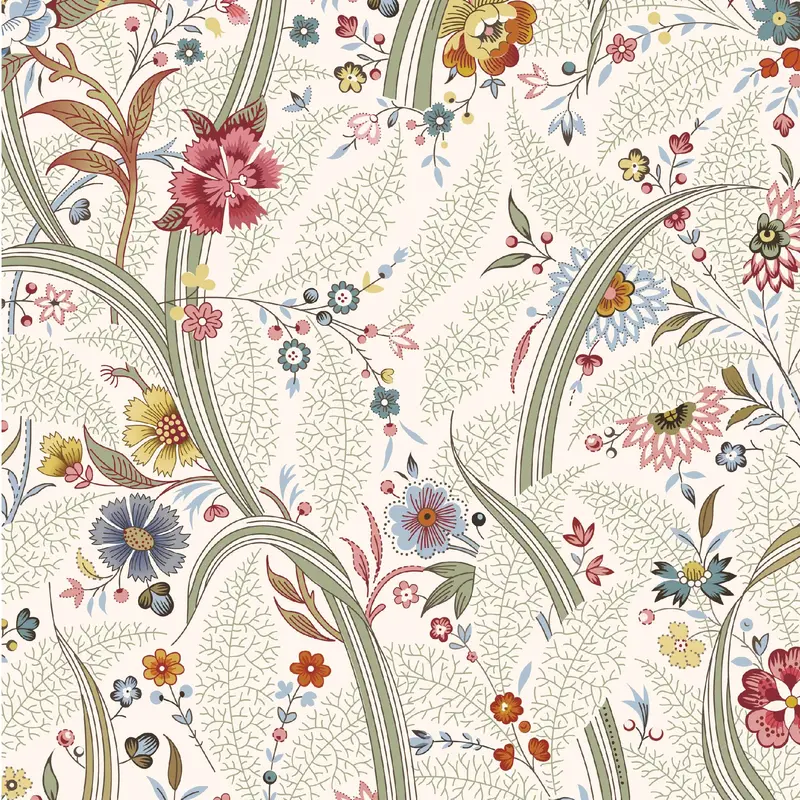 Pressed In Time Organic Cotton Fabric, Gentle Flourish 1
