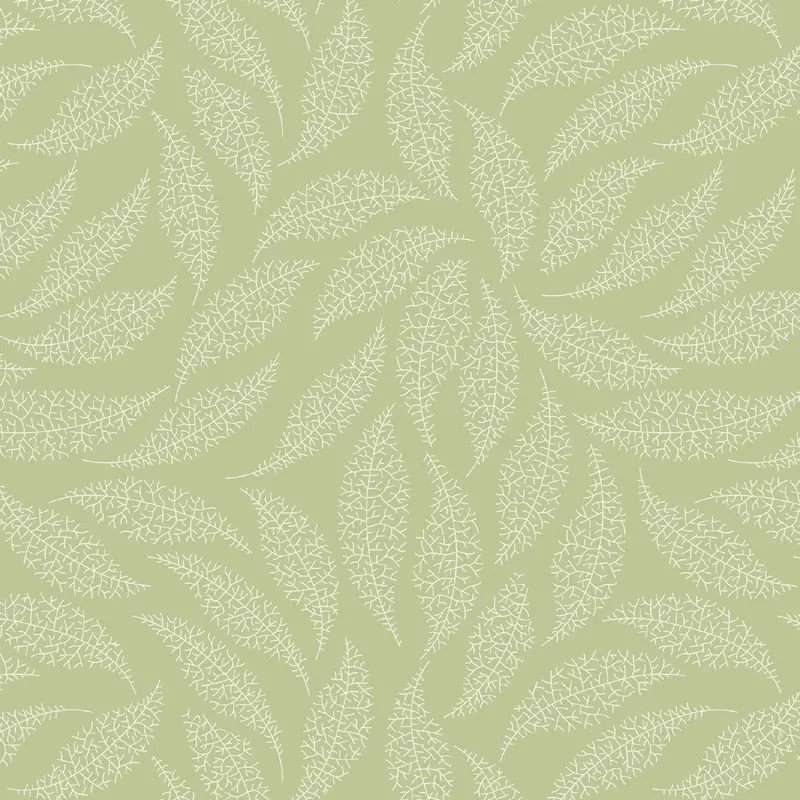 Pressed In Time Organic Cotton Fabric, Sage Leaves 1
