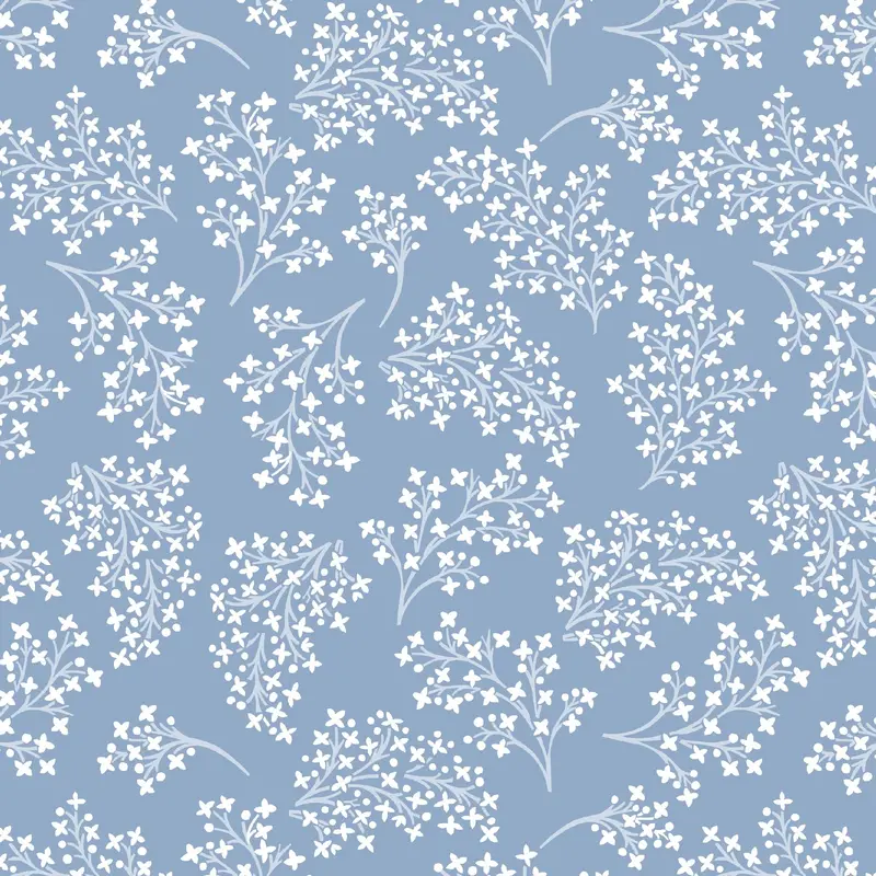 Pressed In Time Organic Cotton Fabric, Sky Sprig 1