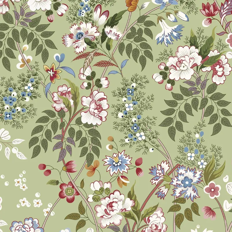 Pressed In Time Organic Cotton Fabric, Spring Leaf 1