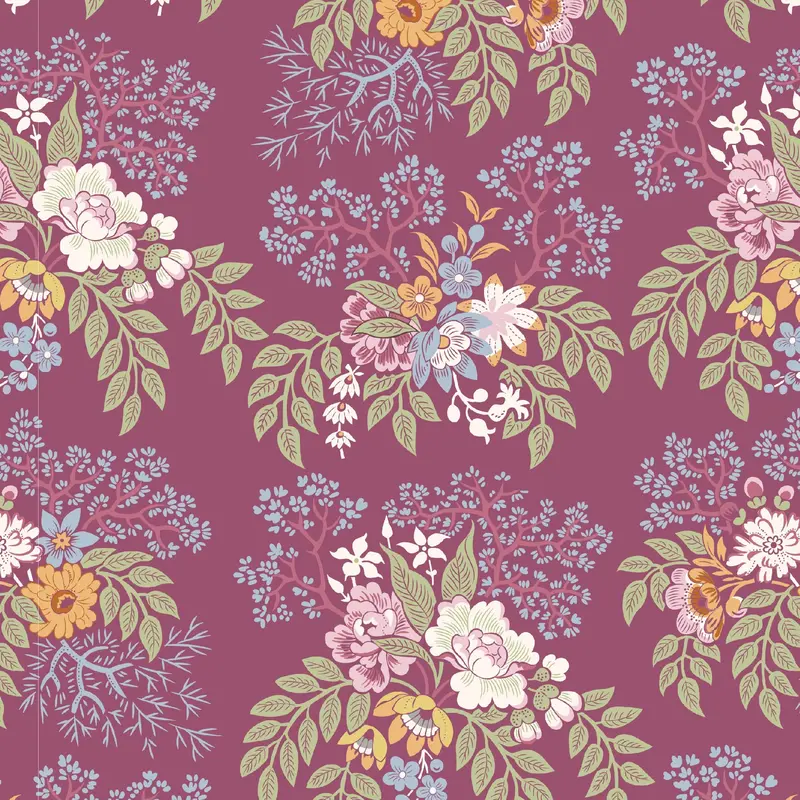 Pressed In Time Organic Cotton Fabric, Spring Meadow 1