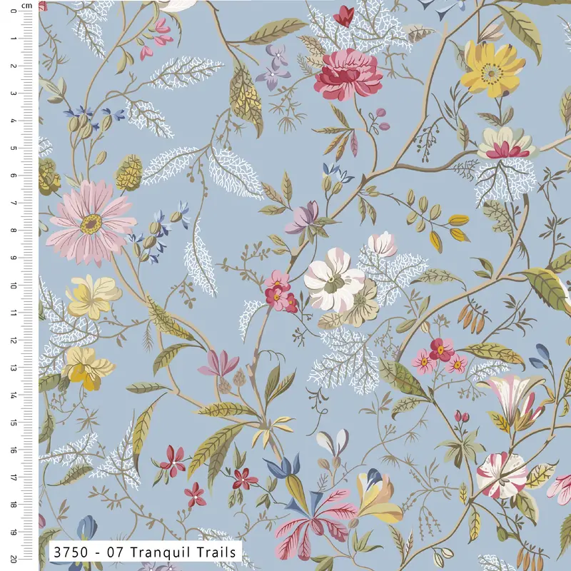 Pressed In Time Organic Cotton Fabric, Tranquil Trails 2