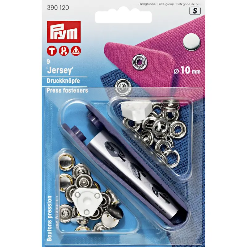 Prym 390120 Pk Of 9 Silver Press Fasteners 10Mm Jersey 1