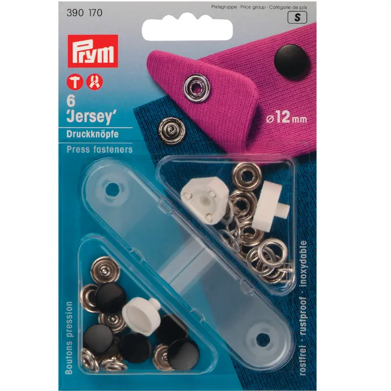 Prym 390170 Pack Of 6 Black Press Fasteners 12Mm Jersey 1