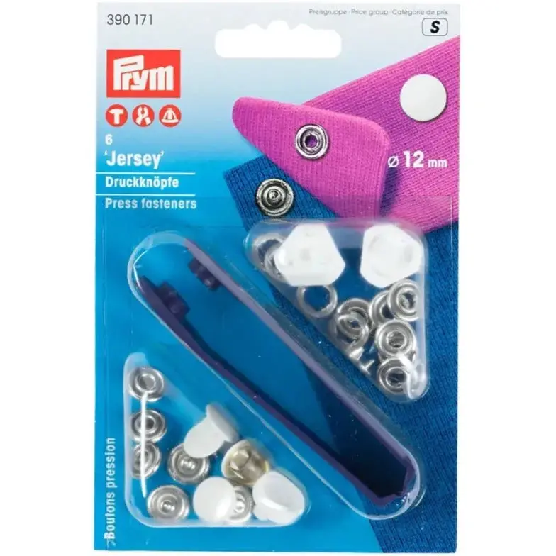 Prym 390171 Pack Of 6 White Press Fasteners 12Mm Jersey 1
