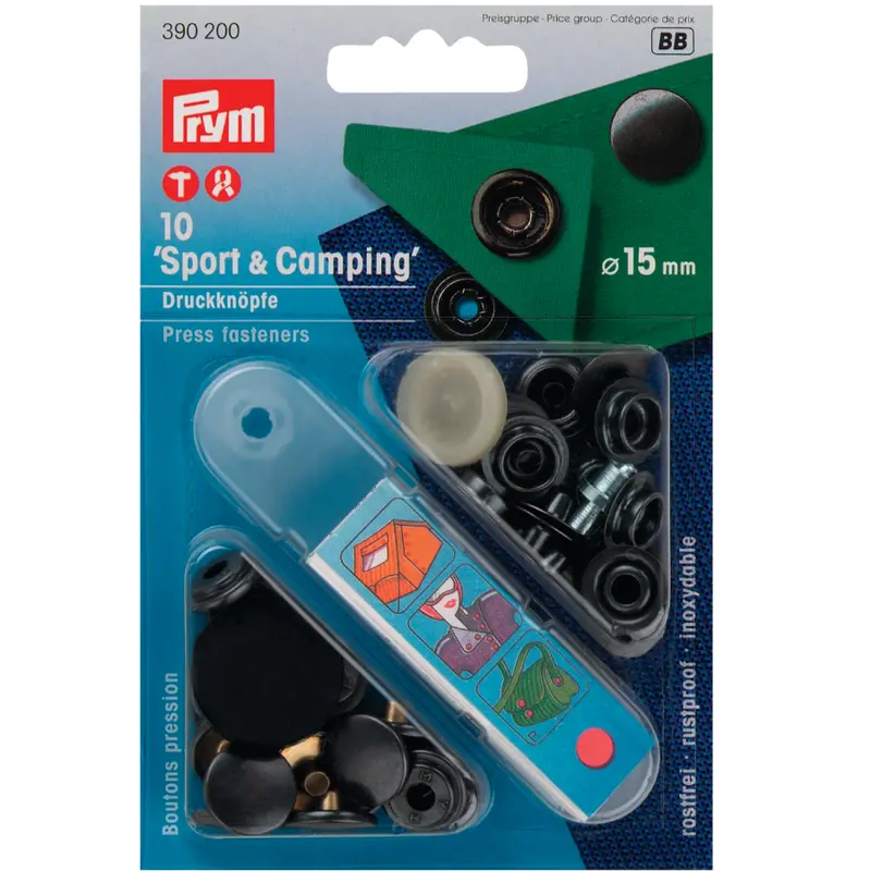 Prym 390200 Pack Of 10 Black Press Fasteners 15Mm Heavy 1