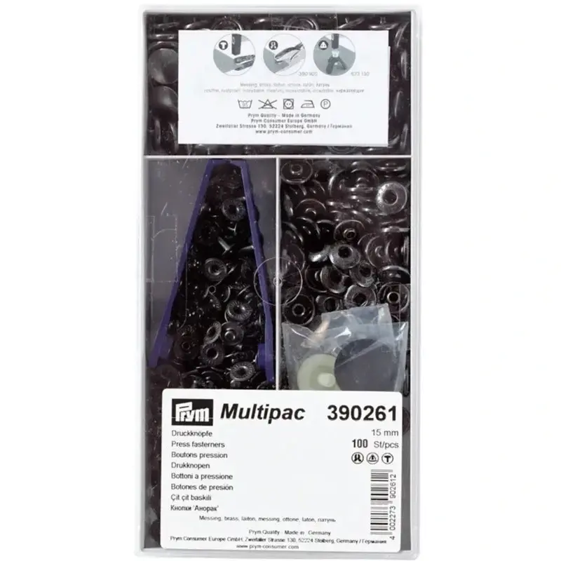 Prym 390261 Pack Of 100 Black Press Fasteners 15Mm Medium 1