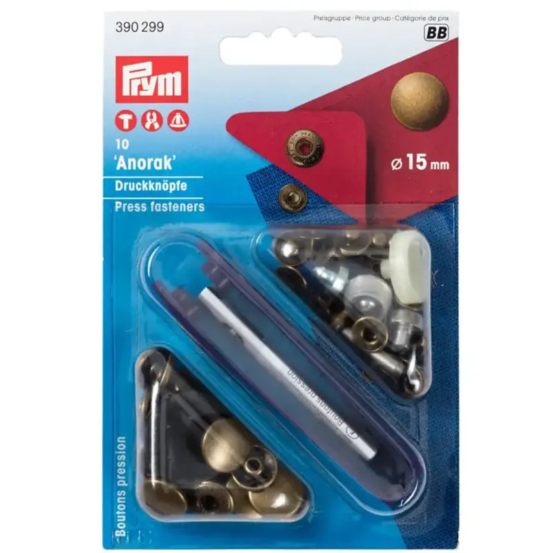 Prym 390299 Pk Of 10 Antique Brass Press Fasteners 15Mm Medium 1