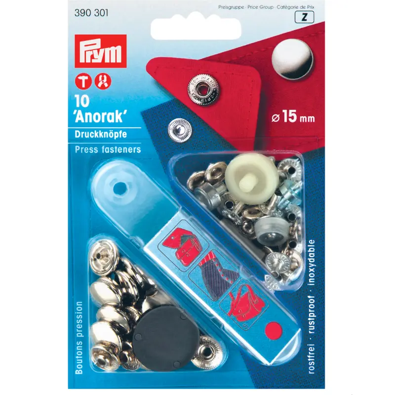 Prym 390301 Pack Of 10 Silver Press Fasteners 15Mm Medium 1
