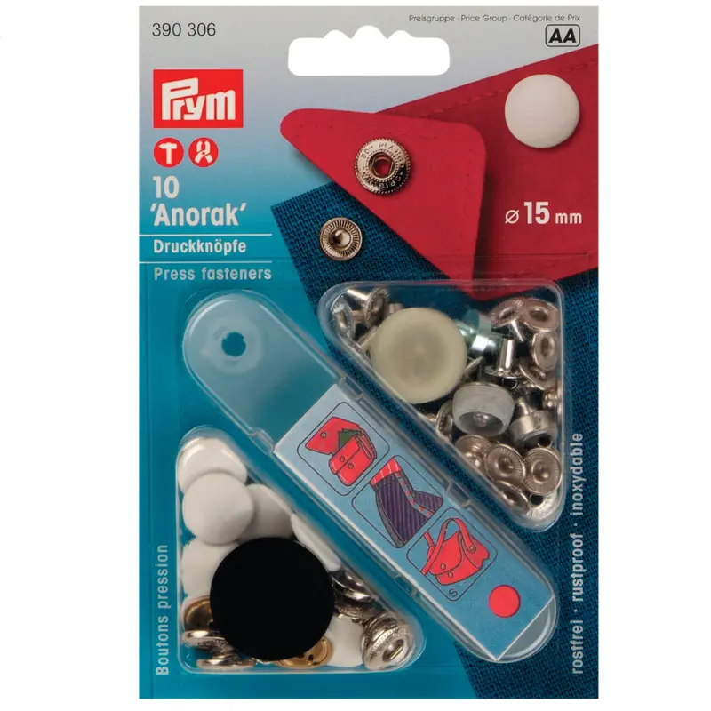 Prym 390306 Pack Of 10 White Press Fasteners 15Mm Medium 1