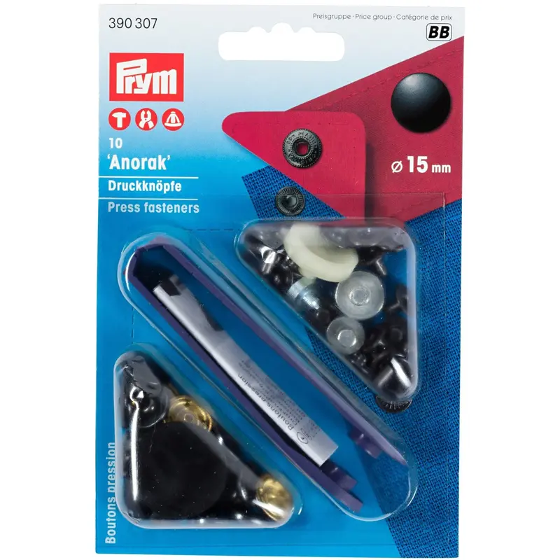 Prym 390307 Pack Of 10 Black Press Fasteners 15Mm Medium 1