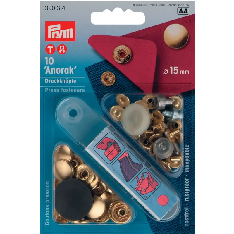 Prym 390314 Pack Of 10 Gold Press Fasteners 15Mm Medium 1