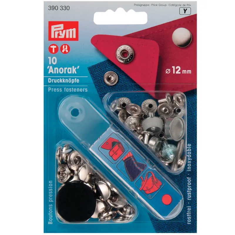 Prym 390330 Pack Of 10 Silver Press Fasteners 12Mm Medium 1