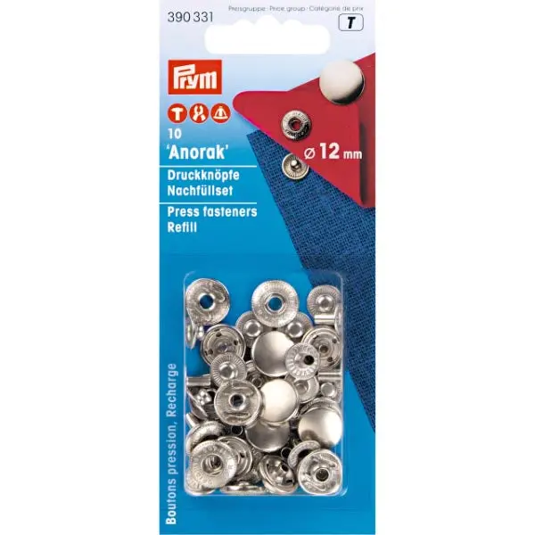 Prym 390331 Silver Press Fasteners 12Mm Medium - Refill Pack 1