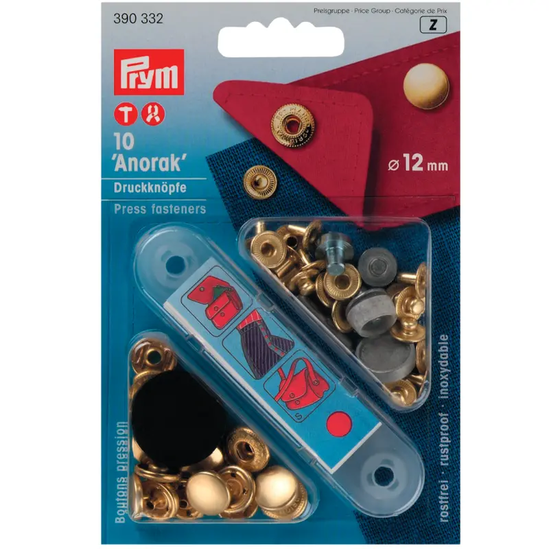 Prym 390332 Pack Of 10 Gold Press Fasteners 12Mm Medium 1