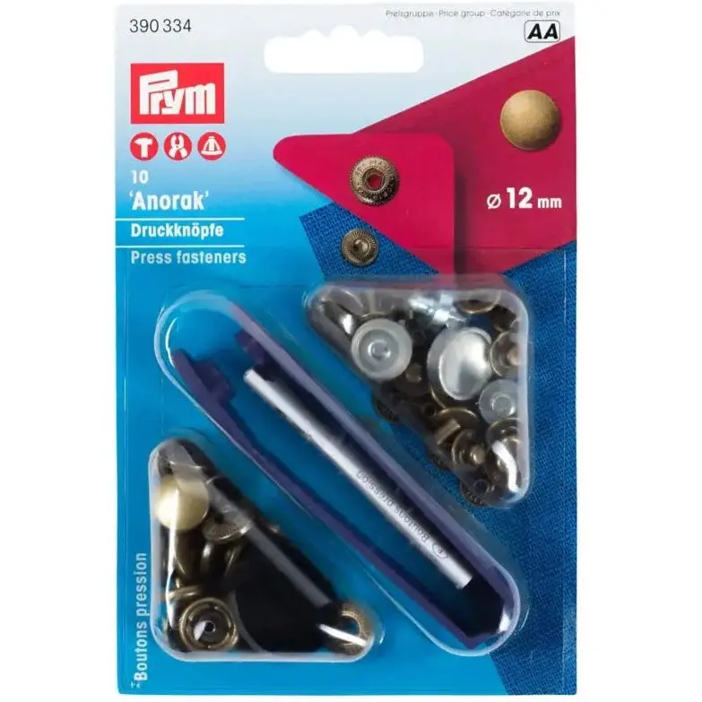 Prym 390334 Pk 10 Antique Brass Press Fasteners 12Mm Medium 1
