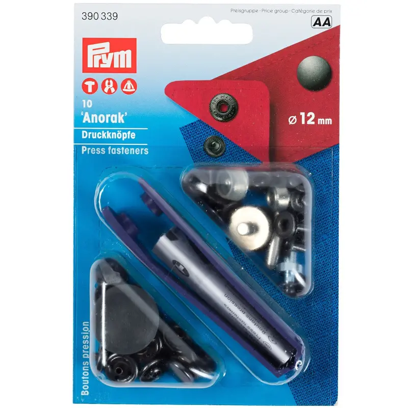 Prym 390339 Pack Of 10 Black Press Fasteners 12Mm Medium 1