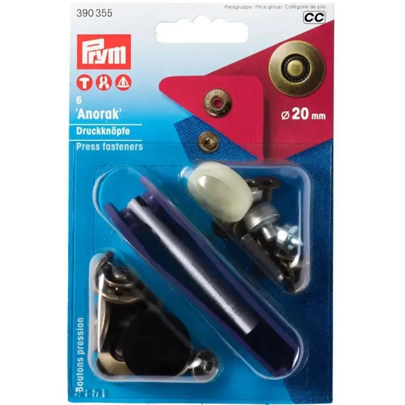 Prym 390355 Pk Of 6 Antique Brass Fasteners 20Mm Medium 1