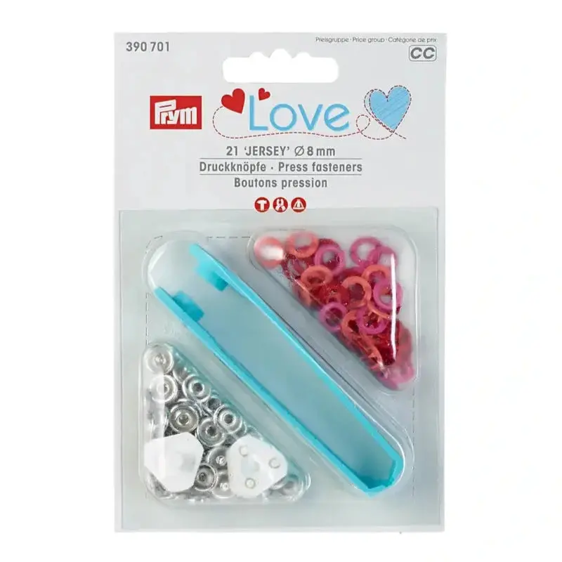 Prym 390701 Pack Of 21 Red Jersey Press Fasteners 8Mm 1